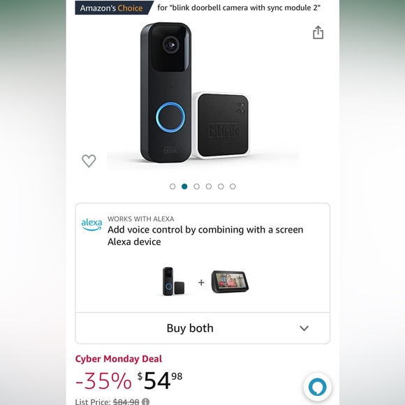 Blink doorbell with sync module 2 and optional tilted wall mount - Picture 5 of 5
